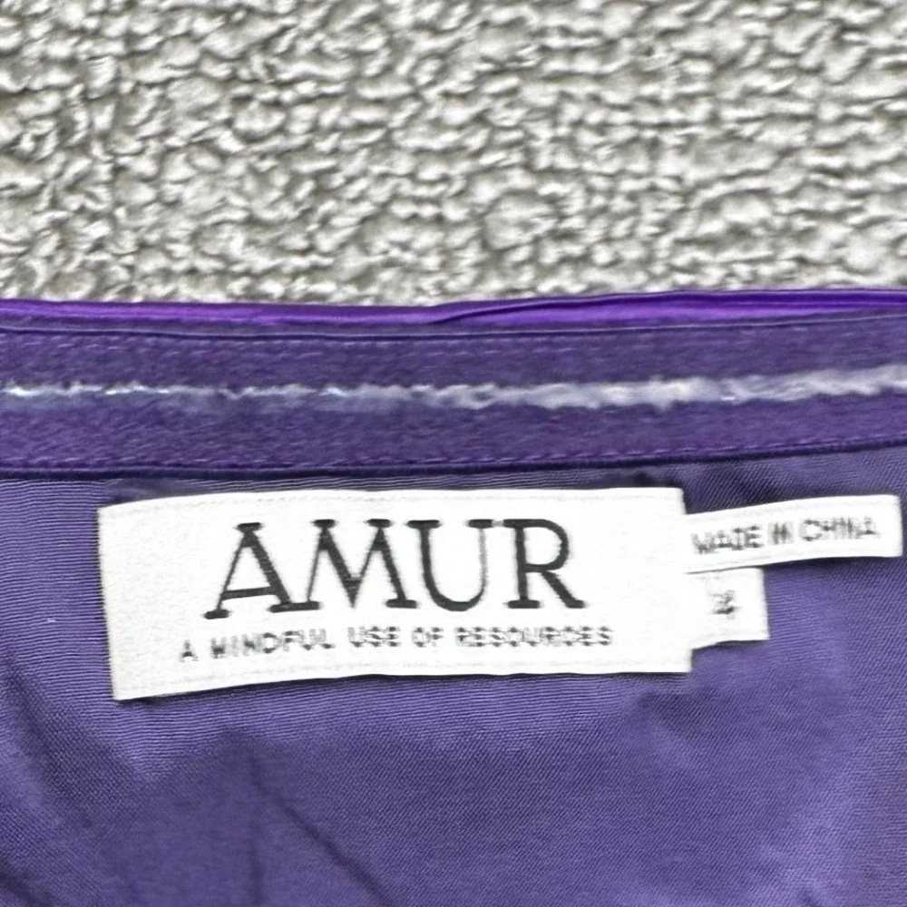 AMUR Dress Womens 4 Purple Kayleigh Mini Strapless Pleated‎ Side Ruffle